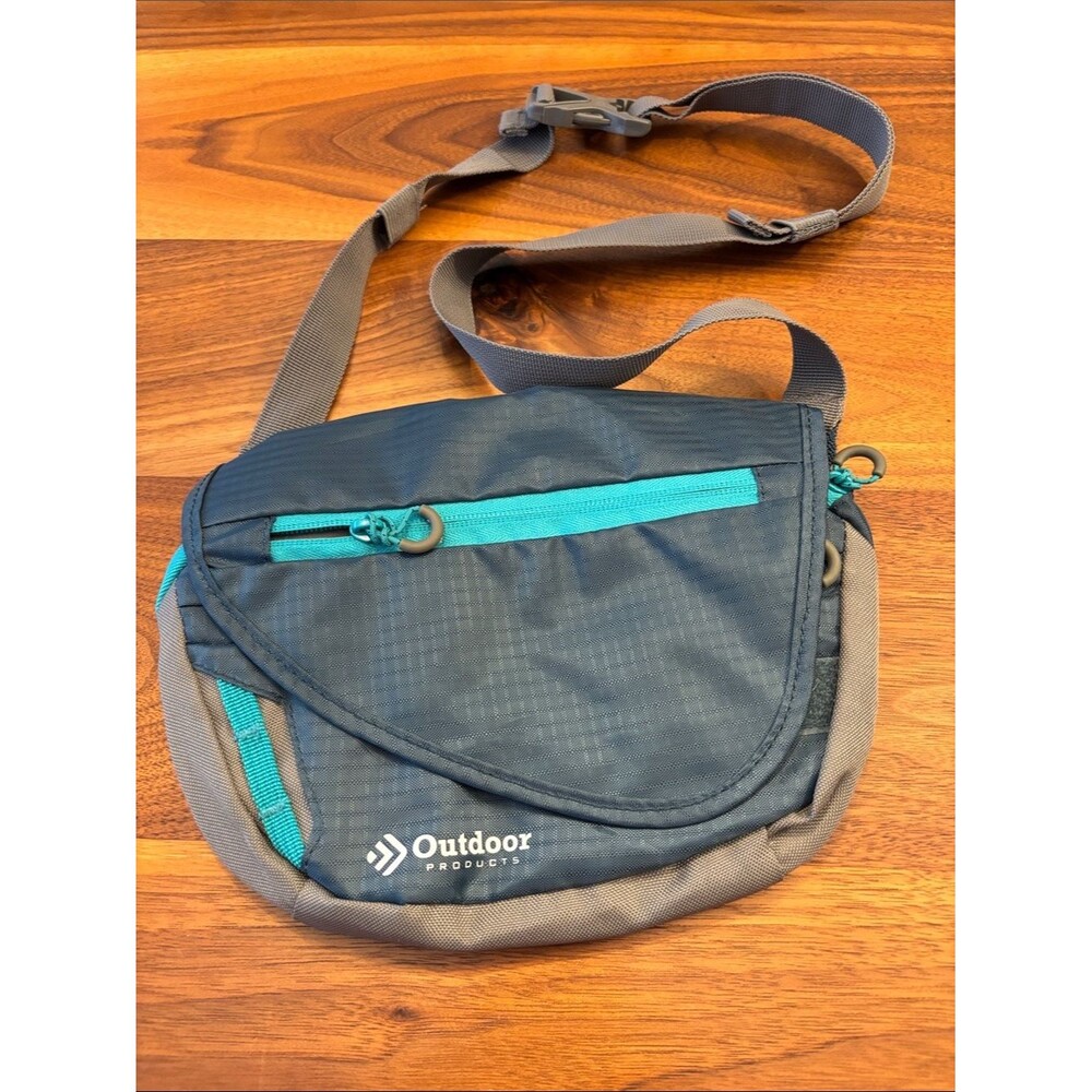 Outdoor Products Teal Gray Crossbody Waistbag Travel Purse
